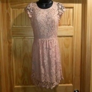 BCBG Generation 4 Blush Pink Lace Open Back Dress